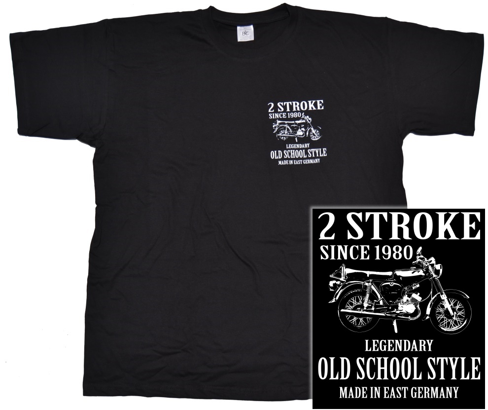 T-Shirt 2 Stroke Old School Style mit Simson S51 Motiv klein K20