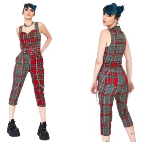 Jumpsuit Latzhose mit Nieten Tartan Jawbreaker