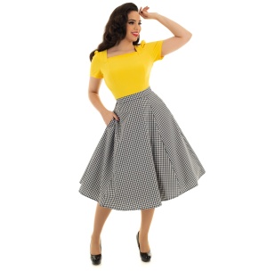 Rockn Roll Rock gingham Swing Skirt Gloria