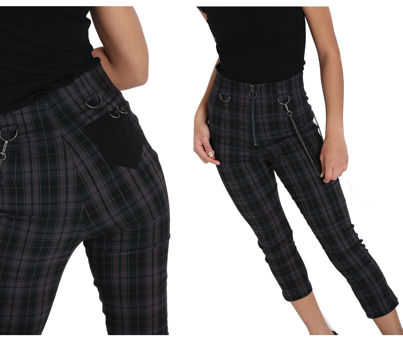 Capri Hose grau Tartan 